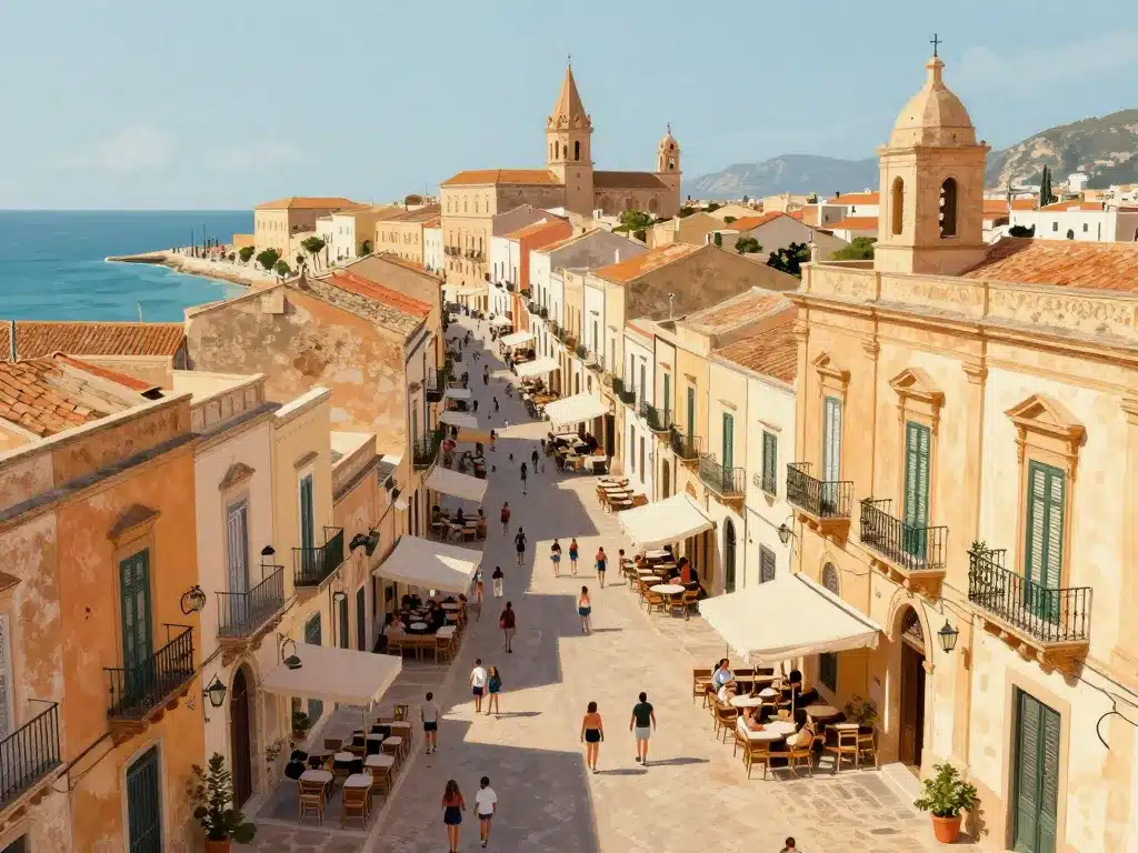 Ville Trapani centre historique façades et vie locale