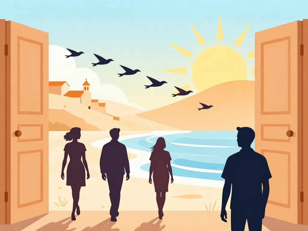 Illustration migration vivre au Portugal soleil ambiance accueillante