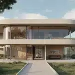Architecture des années 70 : maison rétro-futuriste en béton et plexiglas fumé