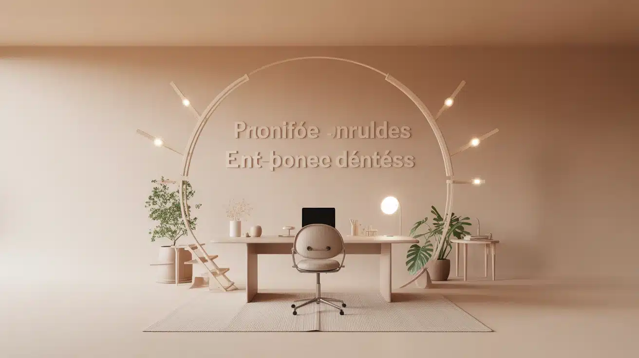 bureau zen minimaliste, concentration et sérénité