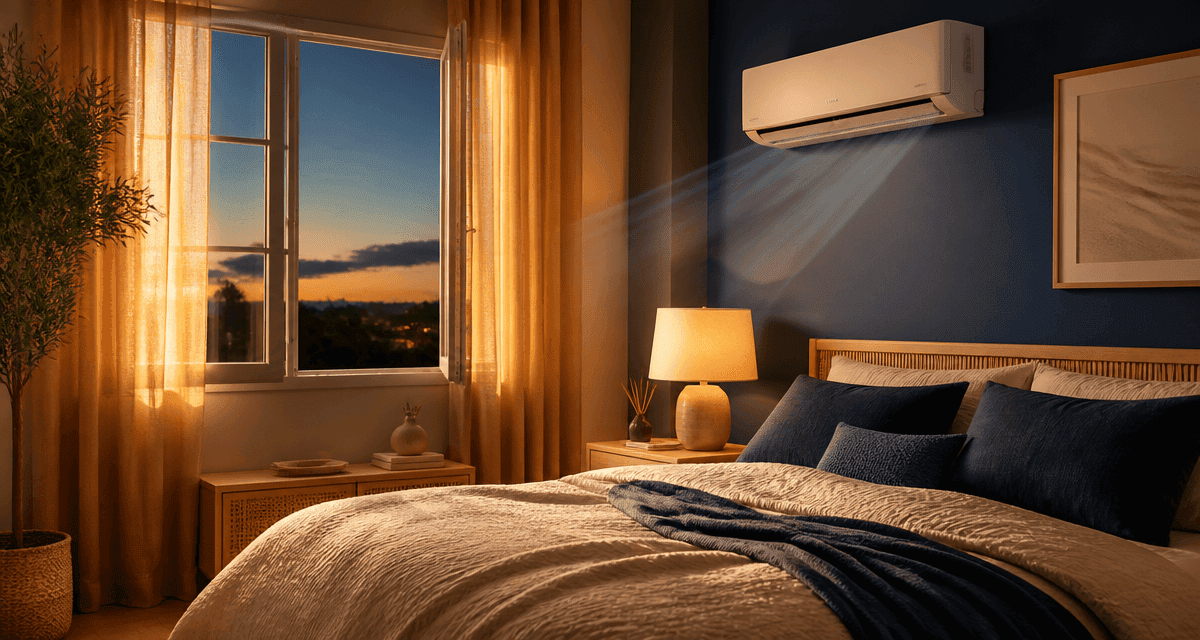 climatisation dans une chambre moderne ambiance apaisante