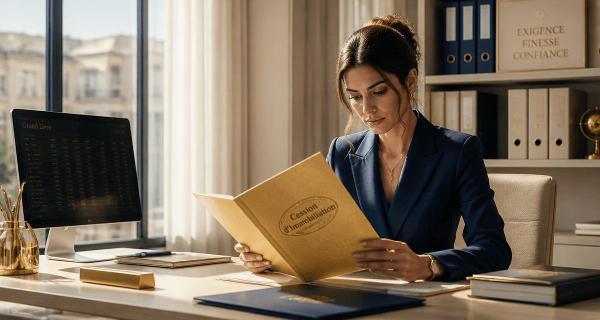 comptabiliser cession immo dossier financier femme