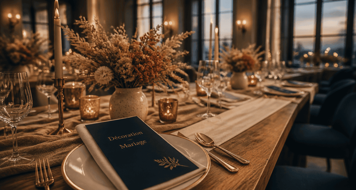 decos de mariage table terracotta et bleu nuit
