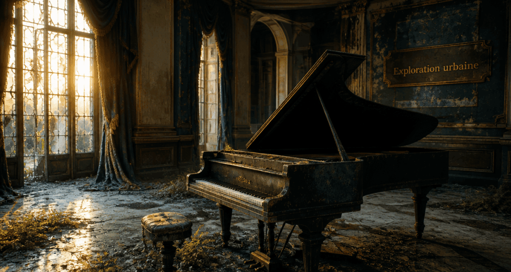 Piano rouillé dans un hotel abandonné