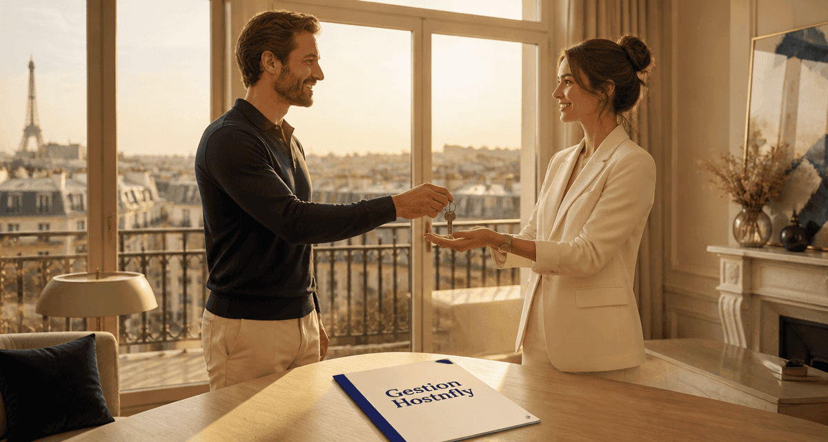 hostnfly avis propriétaire remet clés à agente gestion