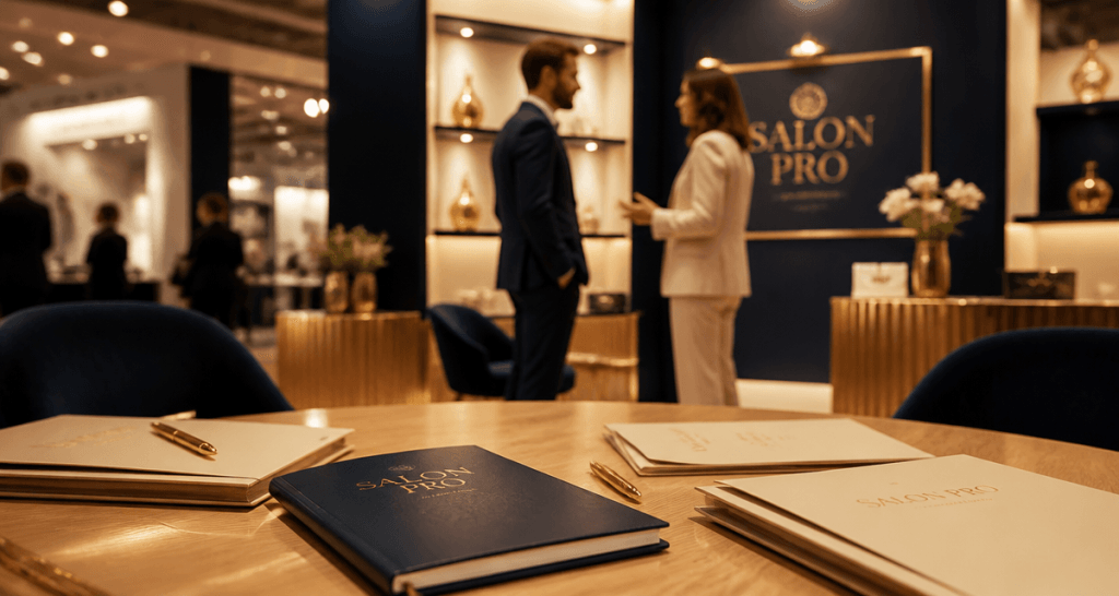 participation salon professionnel table carnet discussion