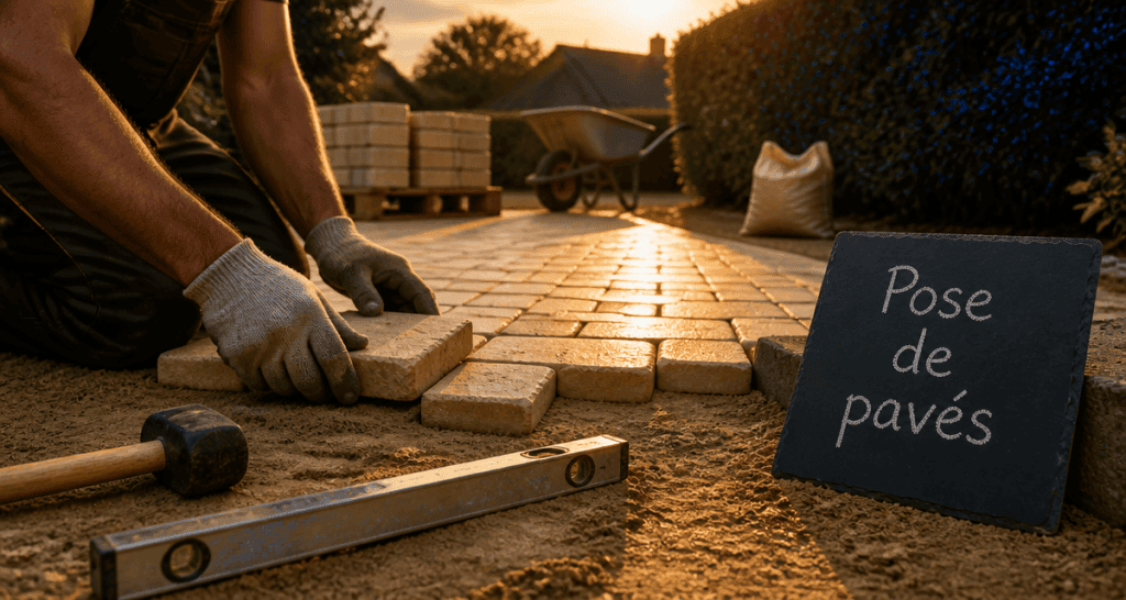 prix pose pavé m2 sans fourniture allée jardin