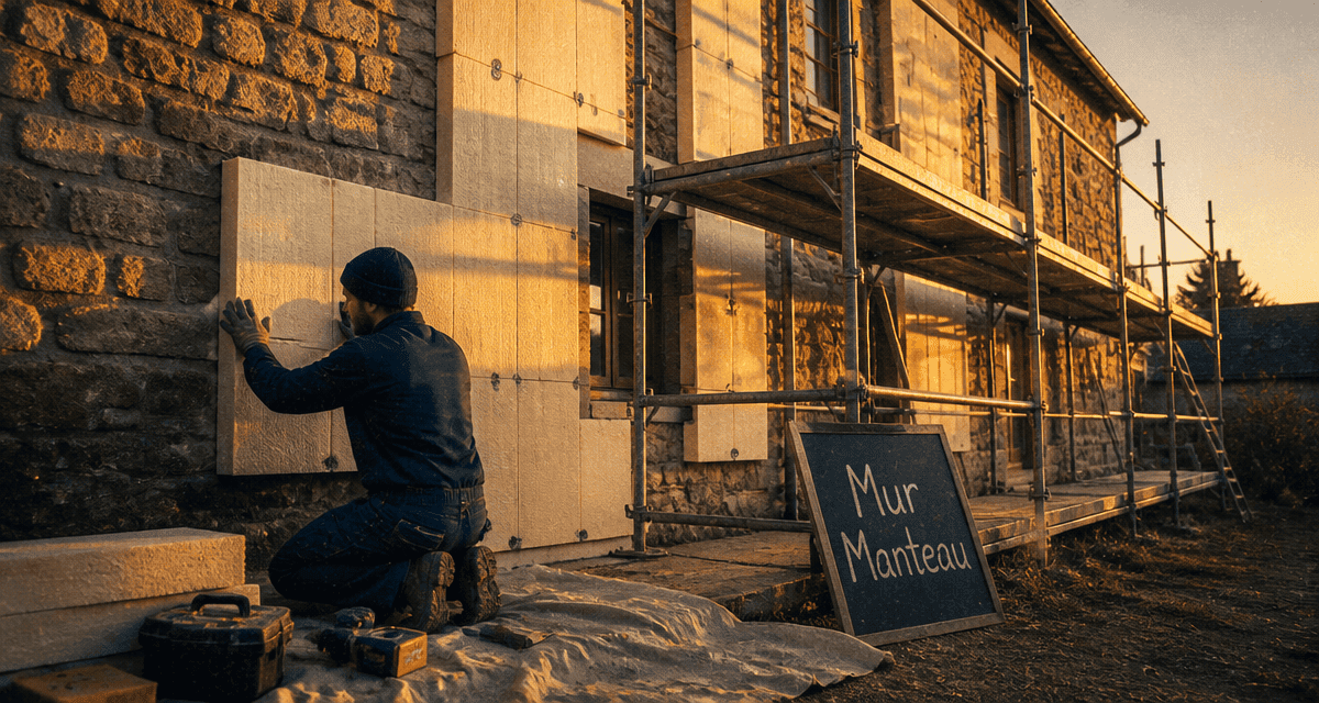 Ravalement ITE artisan pose isolant façade pierre