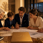 famille discutant scpi familiale autour d'une table
