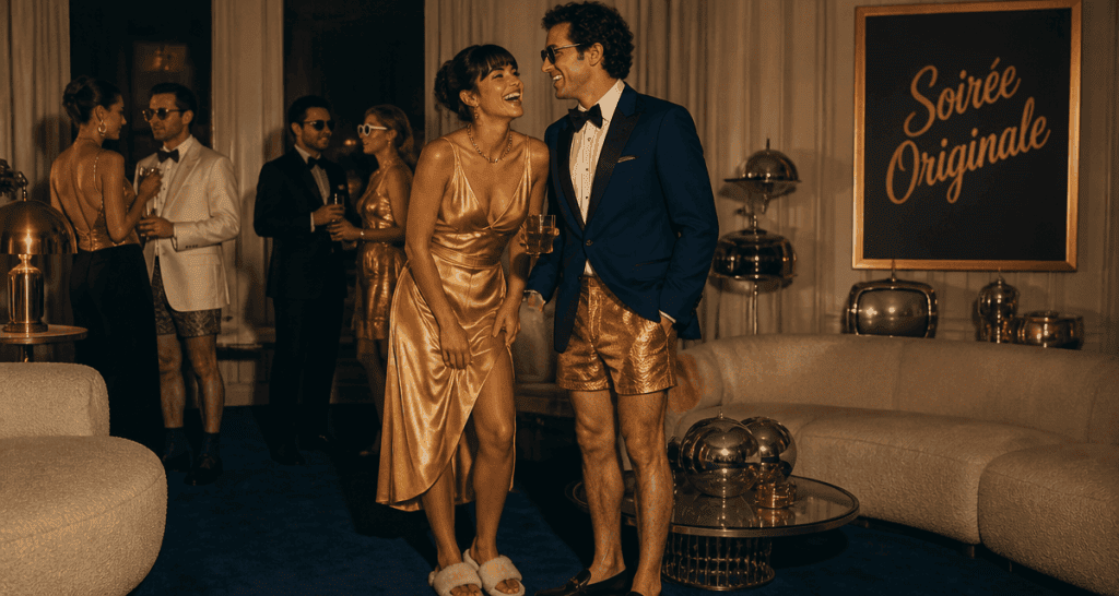 Invités en tenue chic et choc pour thème soirée original