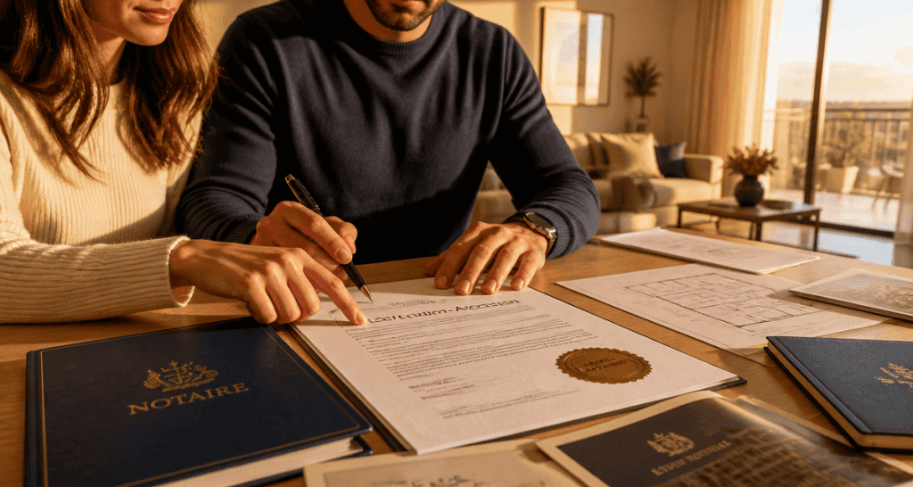 Vente locative signature contrat jeune couple