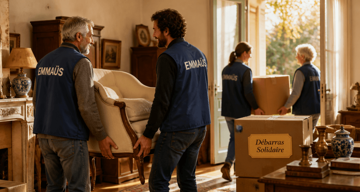 Vider une maison Emmaus avec benevoles et meubles