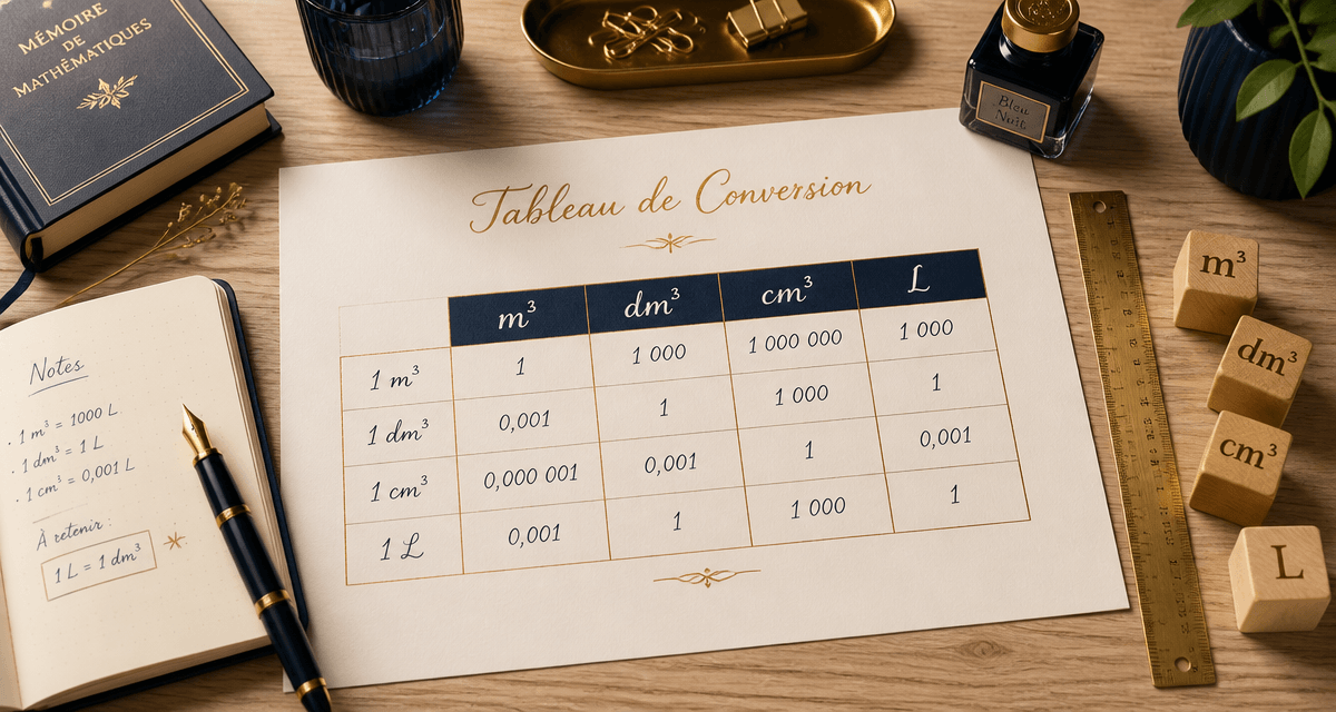 volume tableau de conversion manuscrit sur bureau