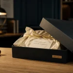 Coffret cadeau client premium sur table en bois