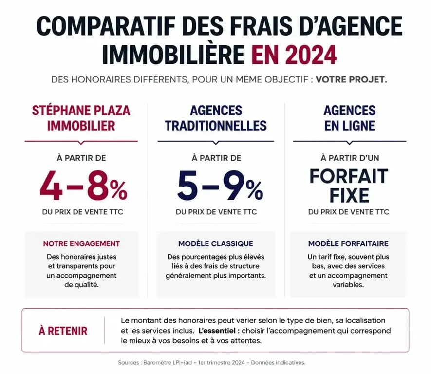 Comparatif des frais d'agence immobilière 2024 : Stéphane Plaza Immobilier face au marché