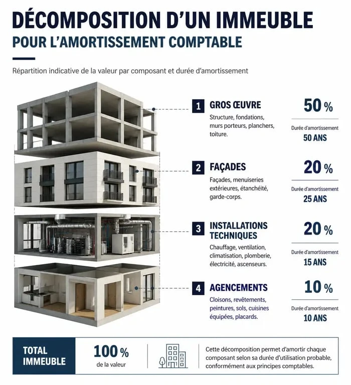 Tableau de décomposition d'un immeuble par composant pour l'amortissement comptable