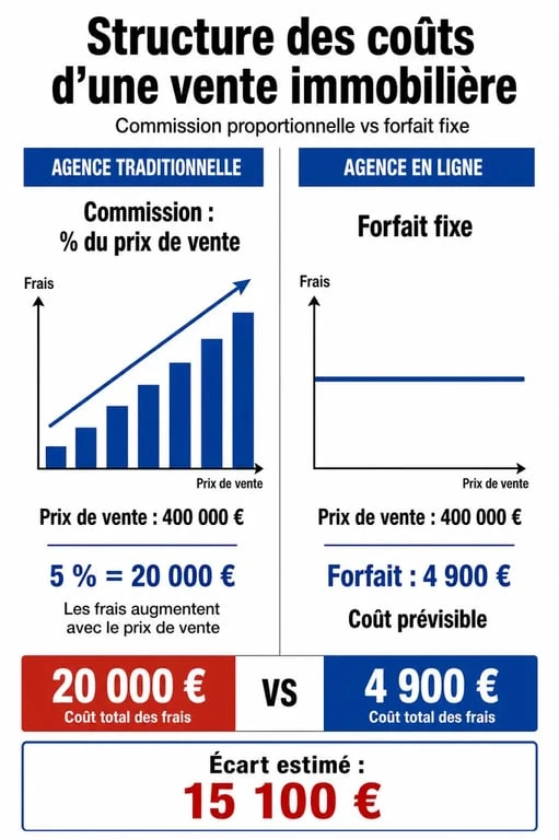 Comparaison des coûts entre agence immobilière traditionnelle et meilleure agence immobilière en ligne