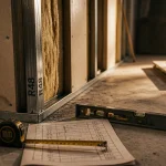 Épaisseur cloison placo avec rail : mesure au chantier et plaques BA13 sur ossature