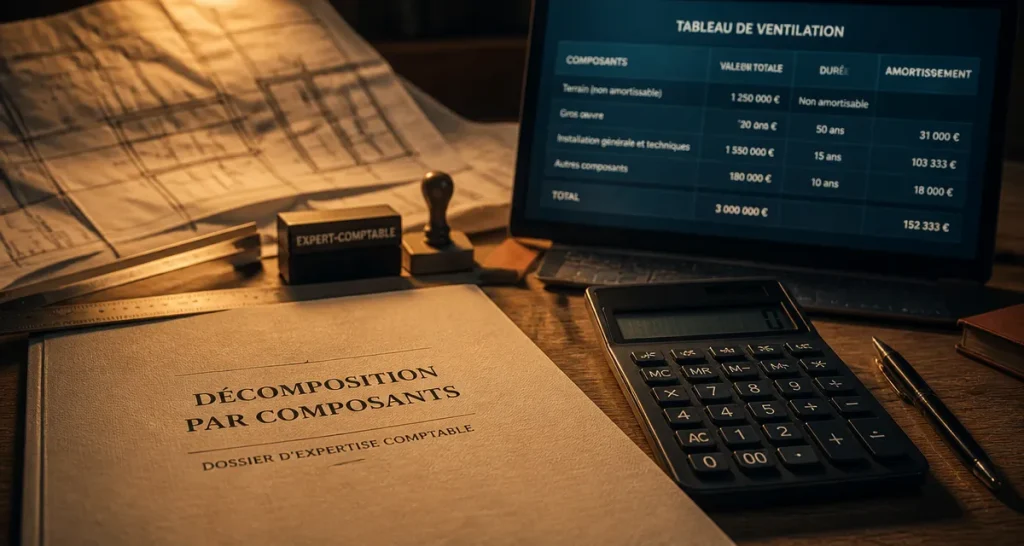 Tableau décomposition immeuble par composant pour amortir un immeuble par composants