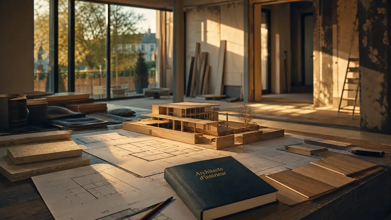 Architecte d'intérieur Angers : bureau en rénovation, plans et maquette