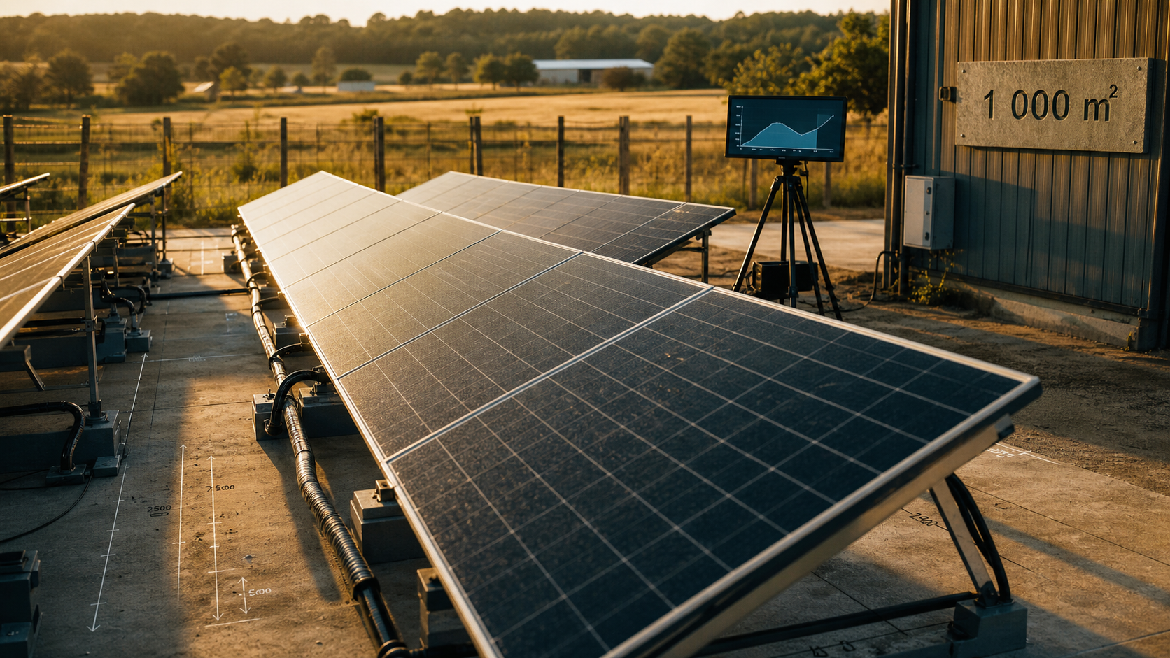 Combien rapporte 1000 m2 de panneau solaire : panneaux sur site et écran de production