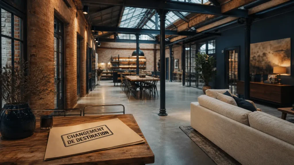 Définition d un loft : intérieur industriel réhabilité, briques et poutrelles métalliques, grande verrière