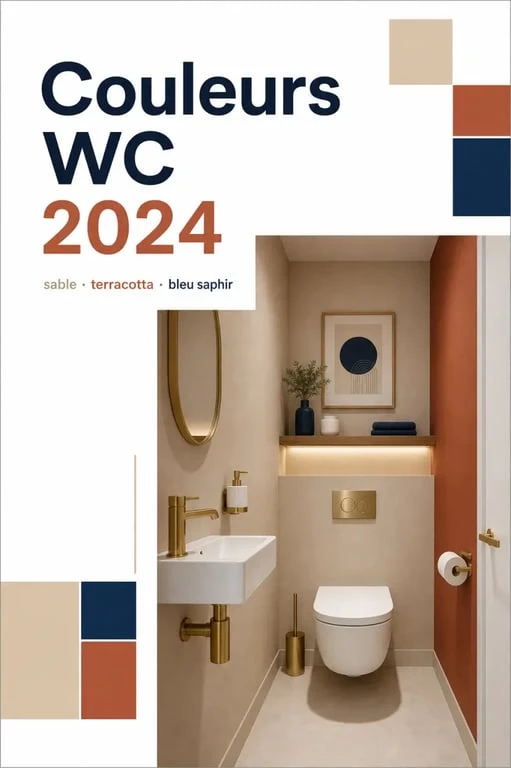 Couleur wc tendance 2024 dans une pièce moderne avec palettes beige, terracotta et bleu saphir