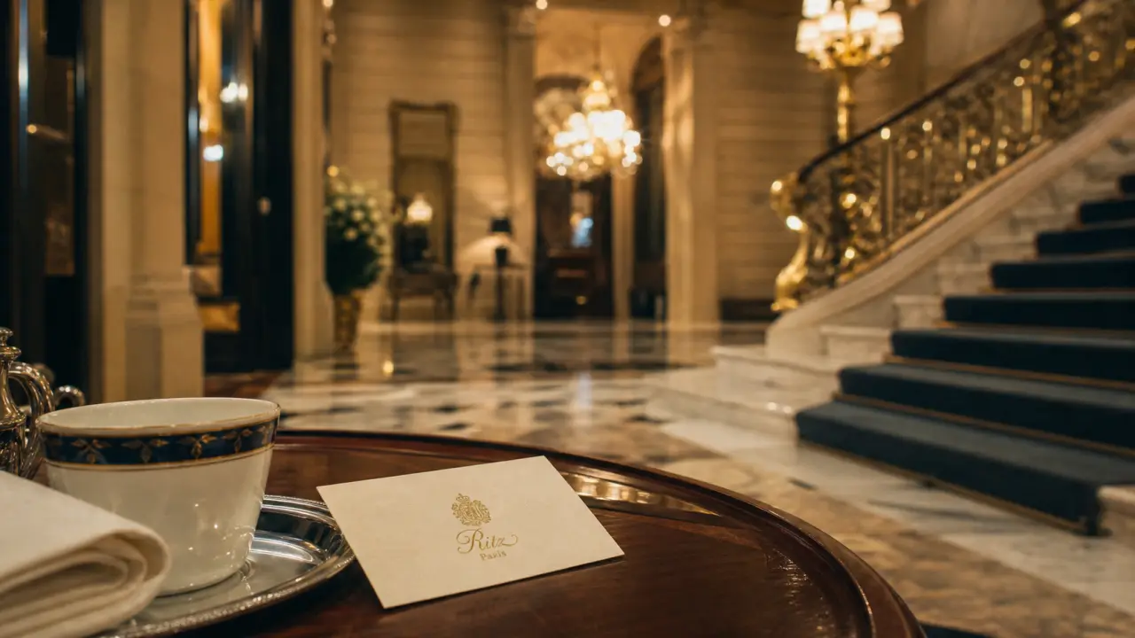Hotel le plus cher de france : entrée du Ritz Paris, marbre et dorures