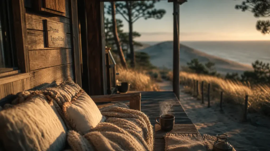 Vacances insolites France : cabane perchée sur dune, mer et pins