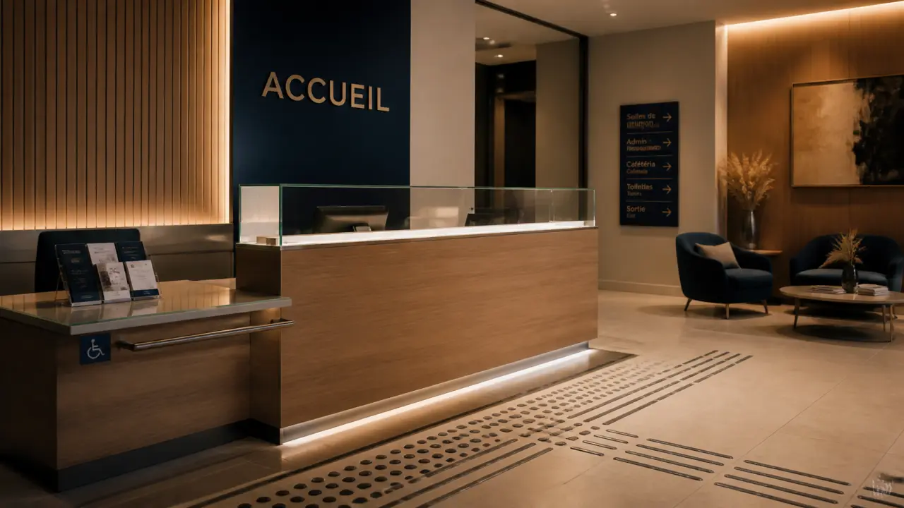 Aménagement espace accueil : hall d’accueil PMR, signalétique et zone d’attente