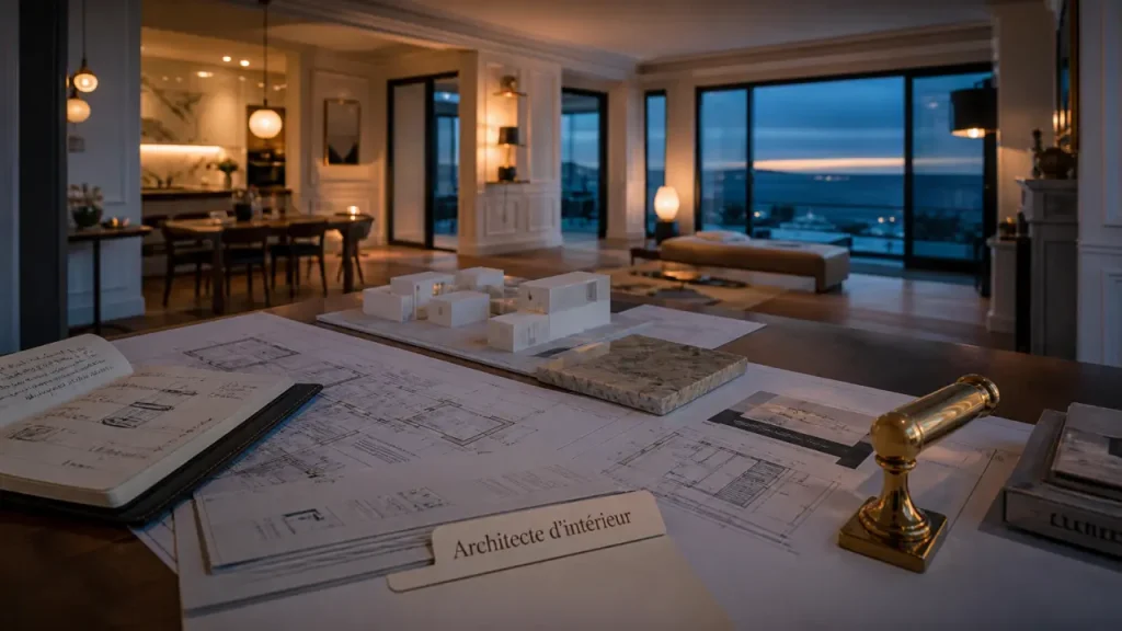 Architecte interieur la baule : plans et maquette pour villa premium, baie sur la mer