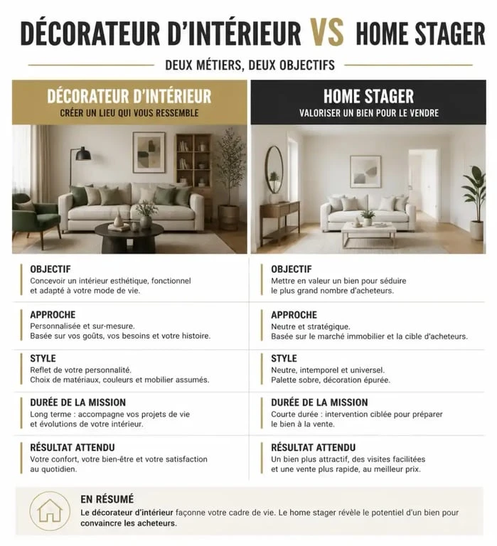 Comparatif entre décoration d'intérieur et home staging pour apprendre le home staging avec Decoscope