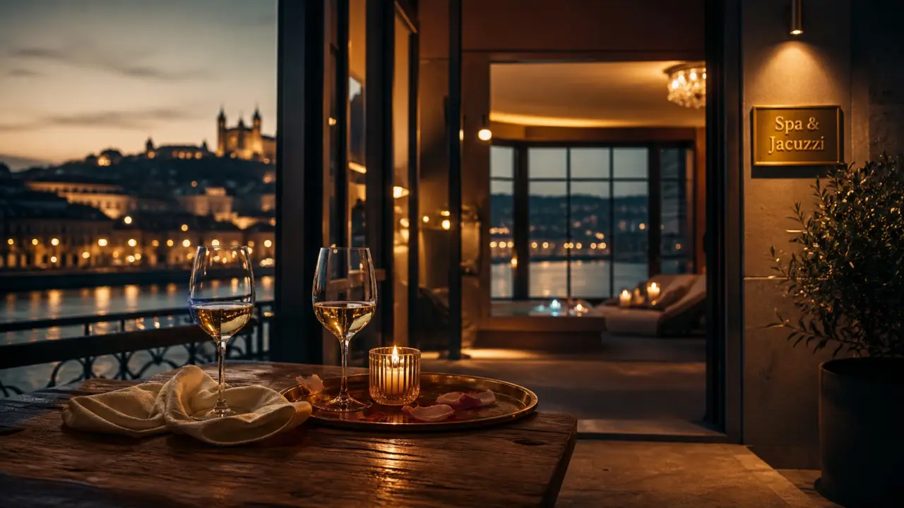 Séjour romantique à Lyon : table et spa jacuzzi à l’hôtel