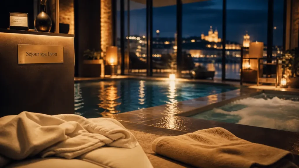 Séjour spa lyon : piscine chauffée et vue sur Lyon depuis le centre-ville