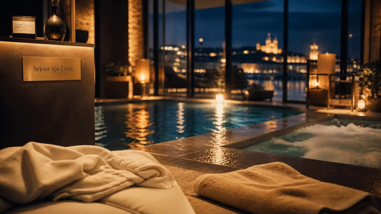 Séjour spa lyon : piscine chauffée et vue sur Lyon depuis le centre-ville