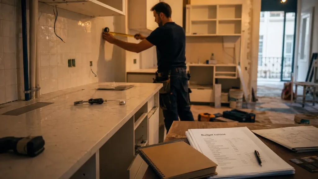 Travaux cuisine prix près de Paris France : cuisine en chantier