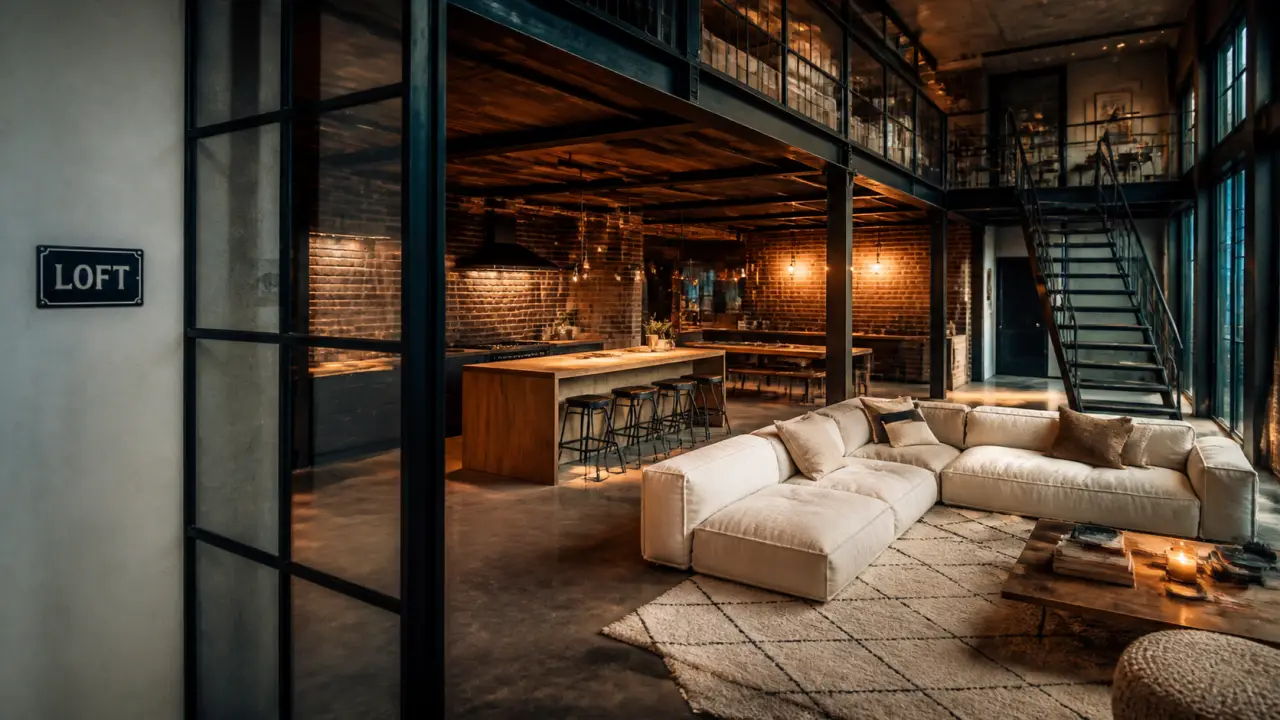 Un loft lumineux avec grands volumes et lumière naturelle