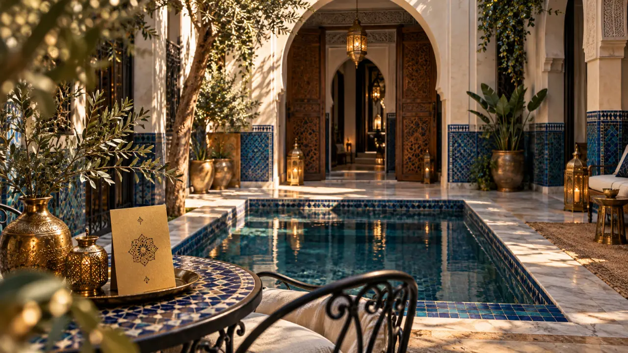 Bô riad boutique hôtel & spa à Marrakech : patio intérieur avec piscine