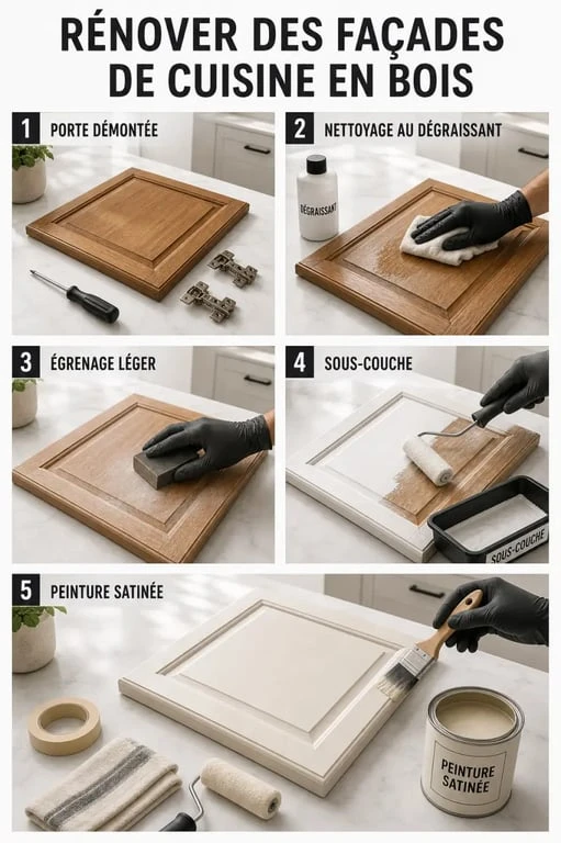 Rénover une cuisine en bois : préparation, sous-couche et peinture des façades