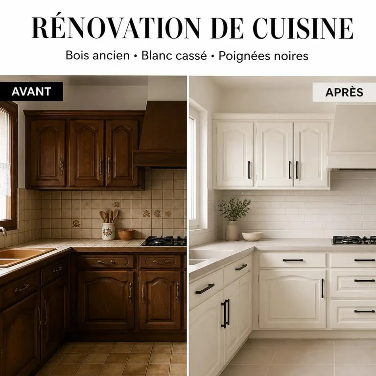 Rénover une cuisine en bois : avant/après d’une cuisine rustique transformée en version claire et contemporaine
