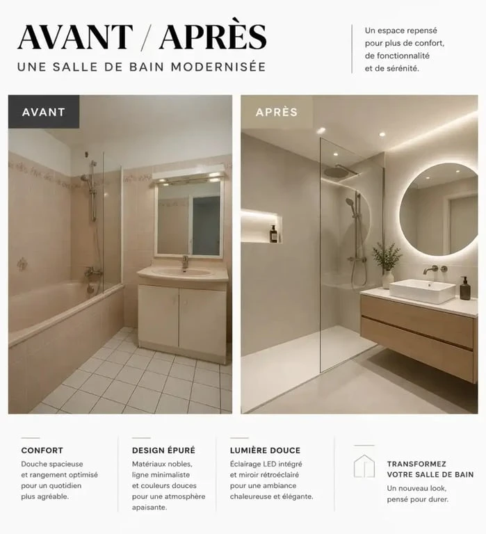 Home staging salle de bain avant après modernisation