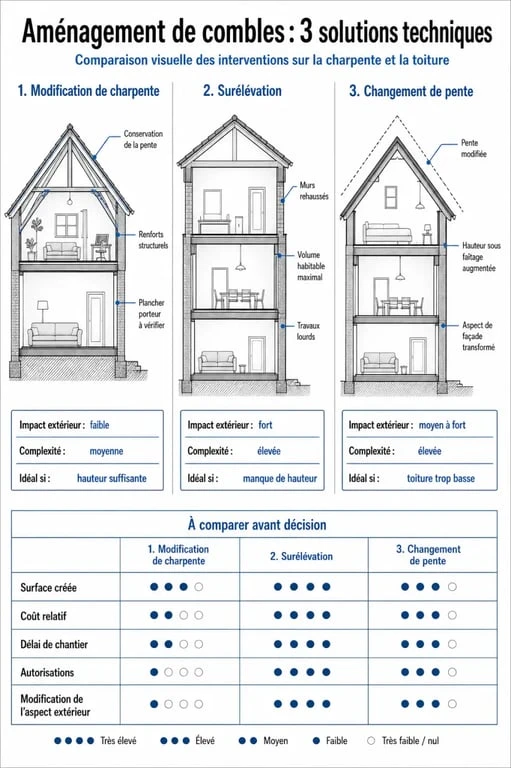Comparatif des solutions techniques pour aménager mes combles