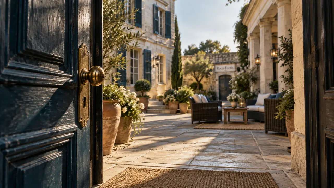 the originals boutique hôtel roca fortis rochefort, entrée de charme avec patio