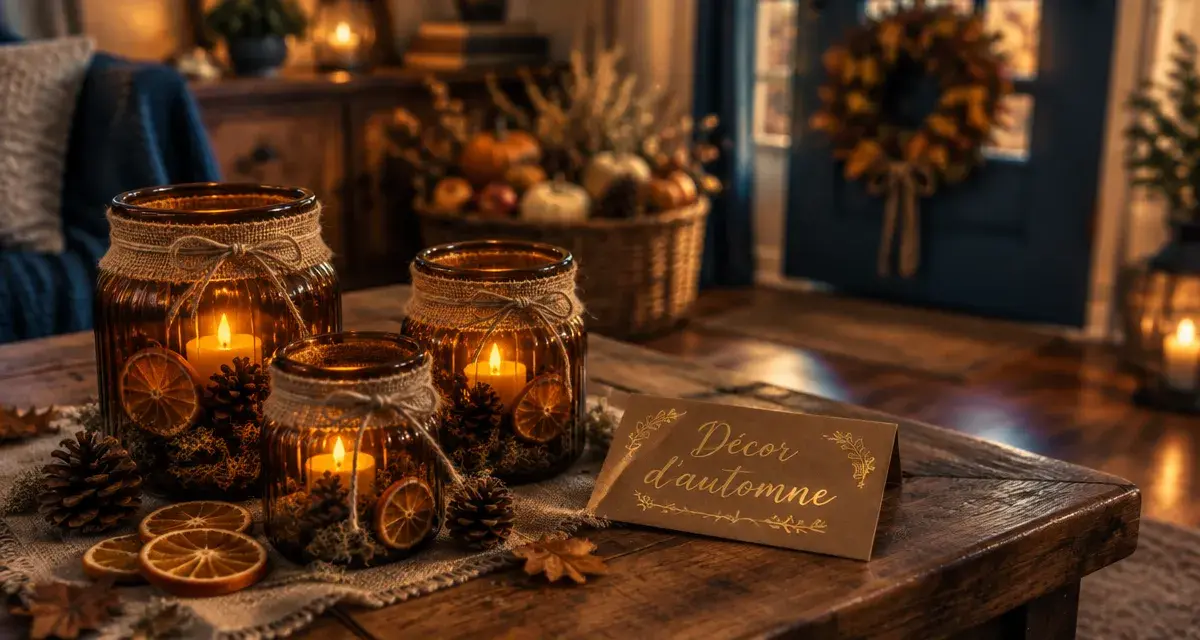 Décoration d'automne fait maison : bocaux DIY avec bougies LED
