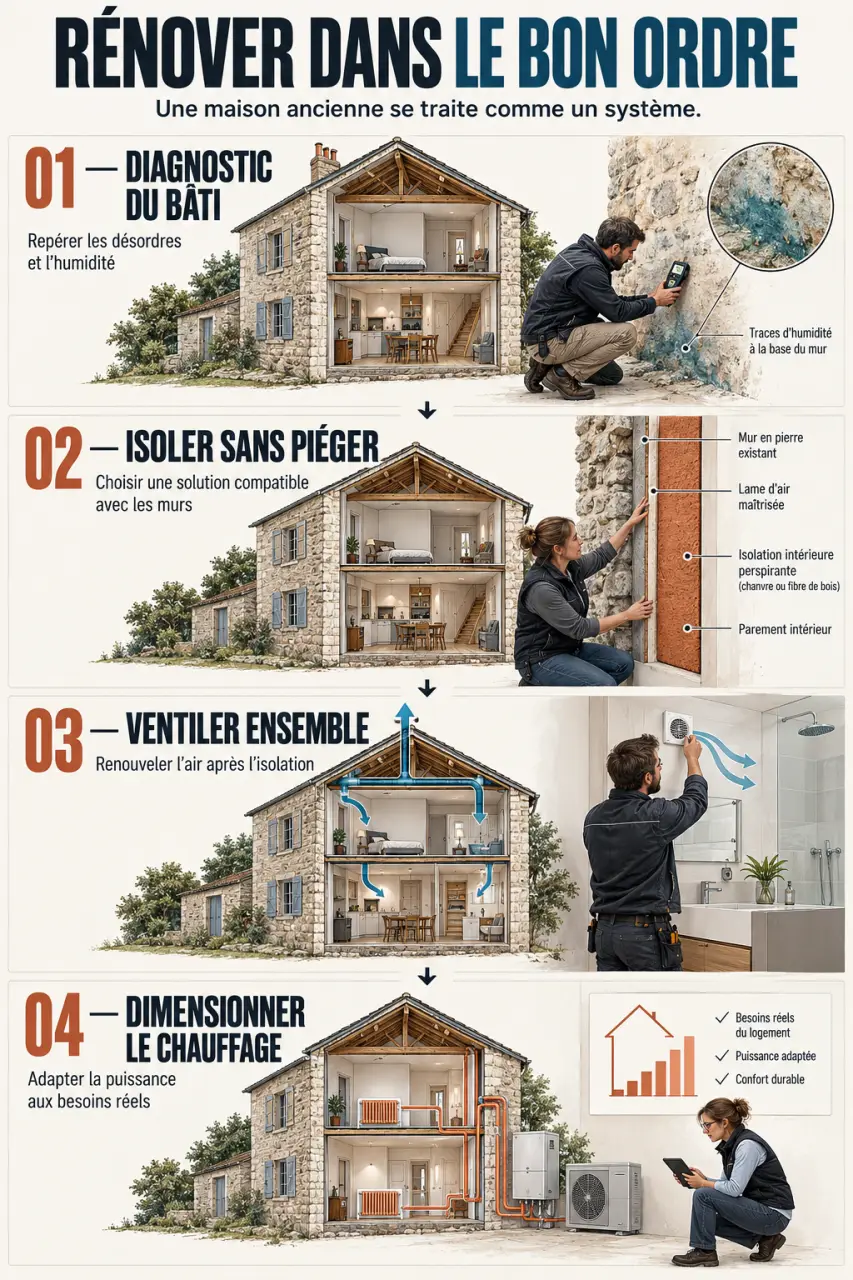 Parcours en quatre étapes pour réussir la rénovation énergétique de votre maison ancienne