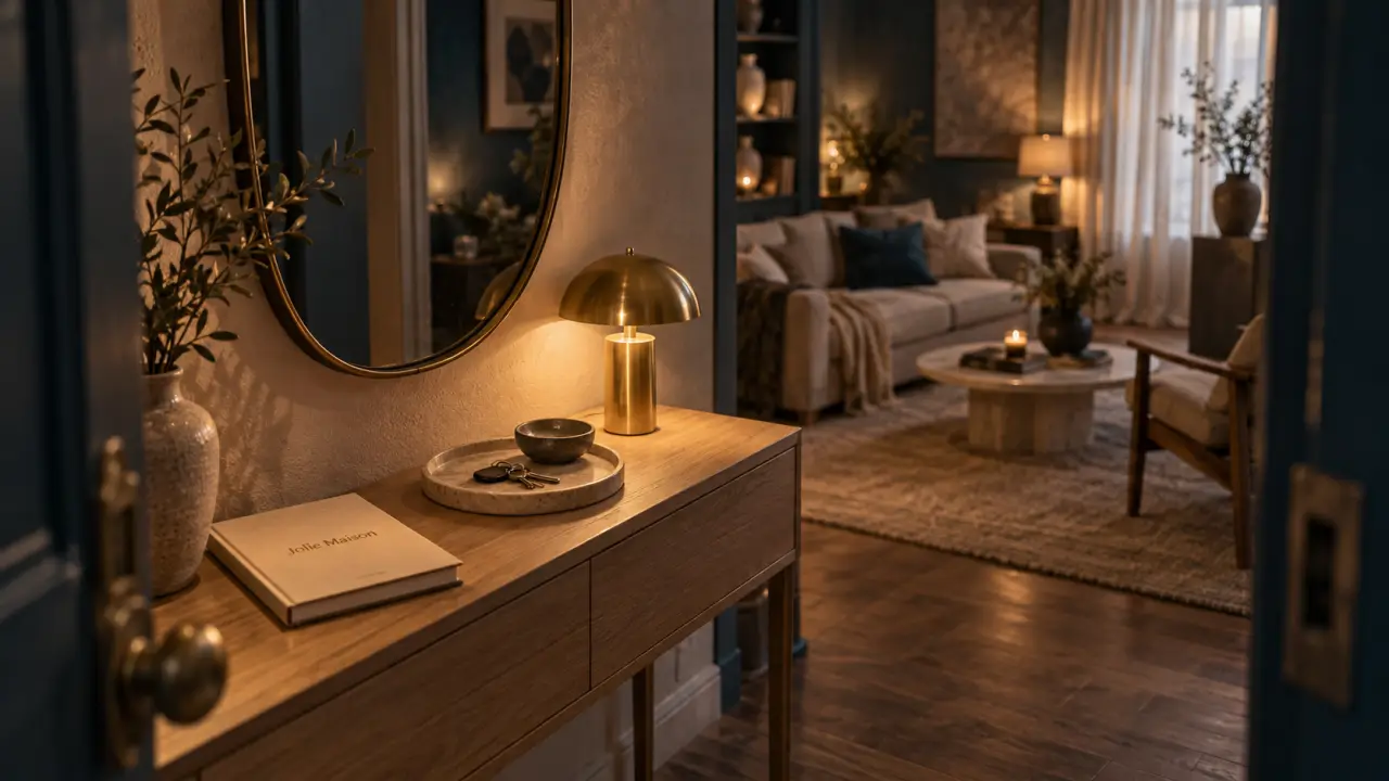 Jolie maison décoration à Nice : éclairage et matières dans l’entrée