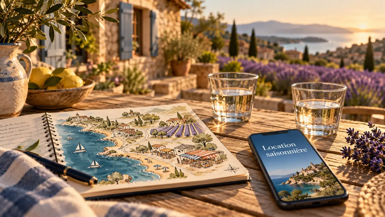 Location saisonnière provence : carte mer et campagne sur terrasse